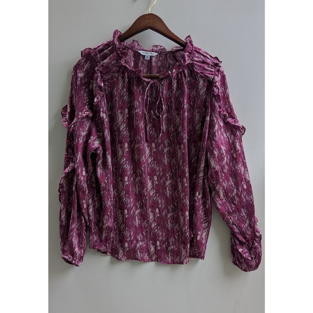 OPHELIA ROE LONG SLEEVE RUFFLE NECK KEYHOLE SZ‎ M
